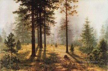 ウッズ Painting - 森の中の霧 古典的な風景 イワン・イワノビッチの木